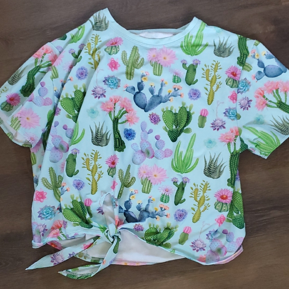 Blackmilk Cute As A Cactus Crop Tie Front Tee Xl